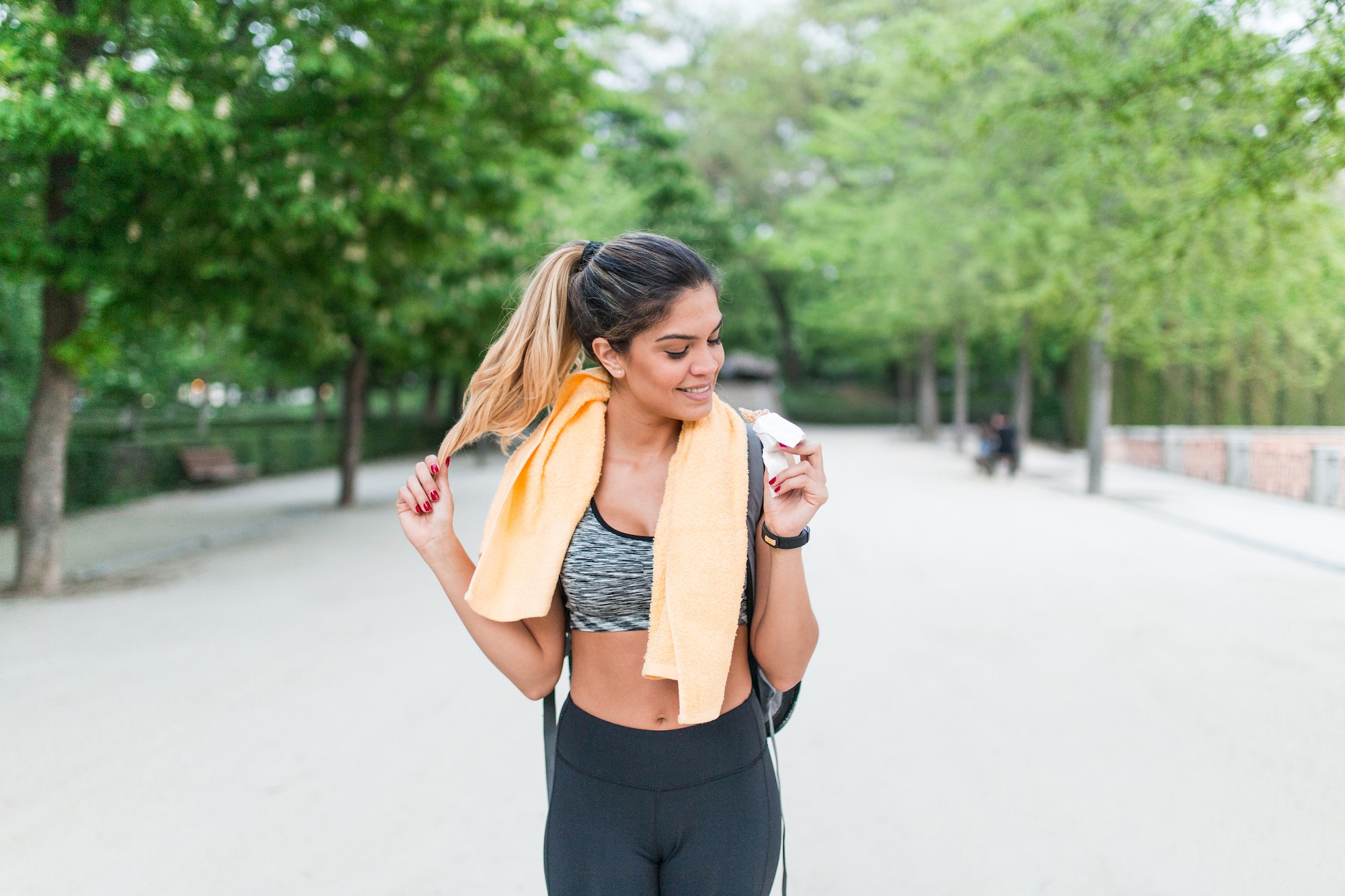 Woman eating after workout